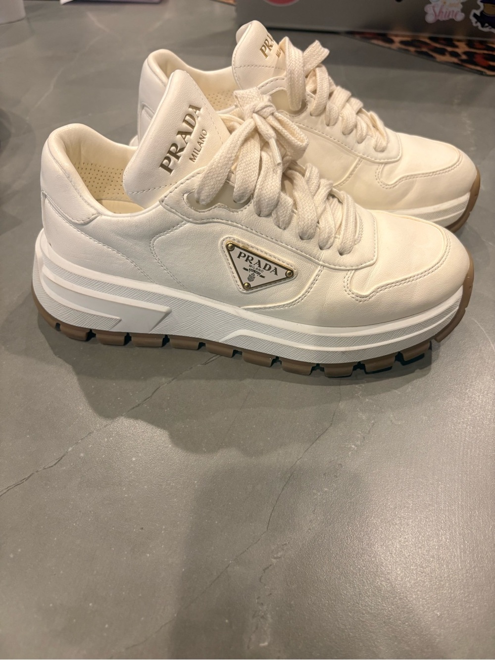 Prada Women’s Ivory Platform Sneakers